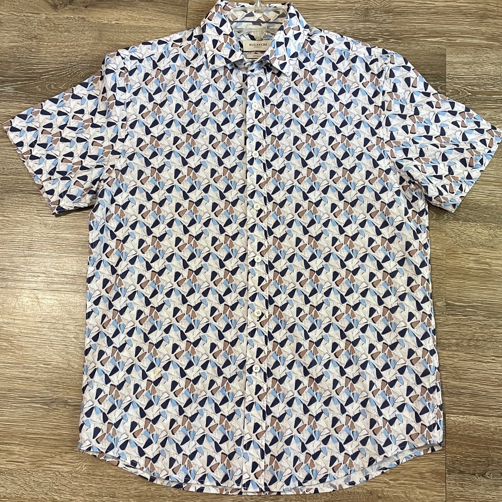 Bugatchi Short-Sleeve Geometric Print Shirt